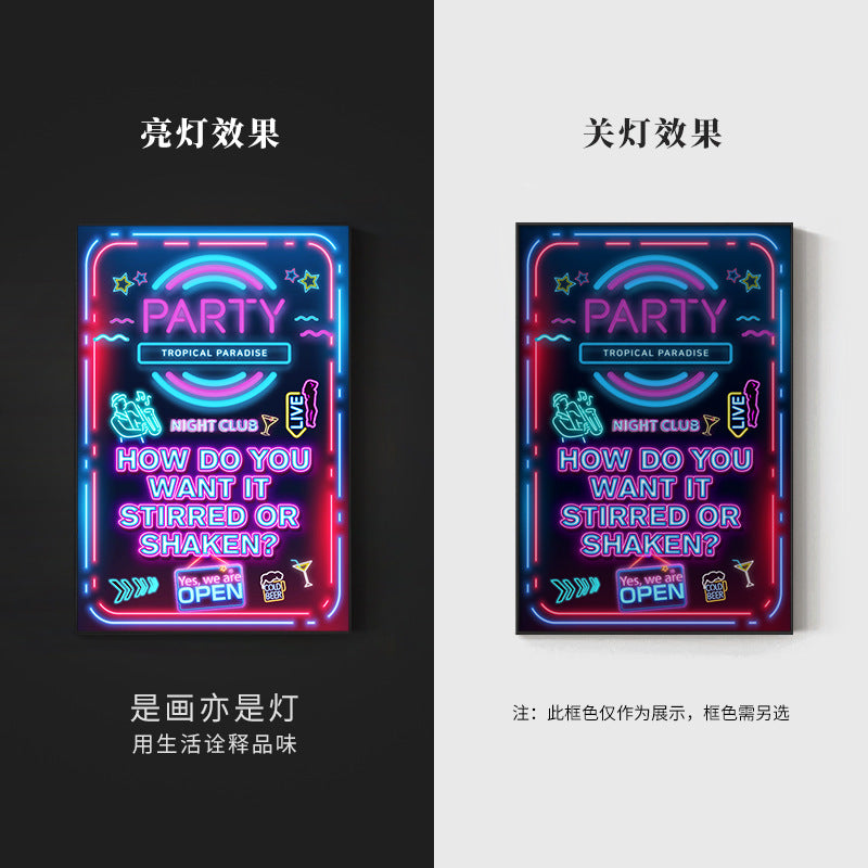 Bar luminous hanging painting neon LED ambient light painting KTV box private room dining bar tavern clear bar decorative painting