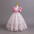 Export ready-made kids dress chiffon floral princess dress little girl model catwalk dress kids dress