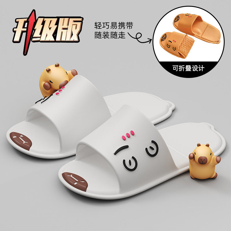Foldable travel cartoon slippers - women's portable, non-slip disposable slippers for travel, business trips, hotels, and bathing