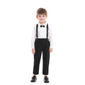 spring new boys' korean style outfit: long-sleeved shirt & striped overalls two-piece gentleman's children's clothing wholesale