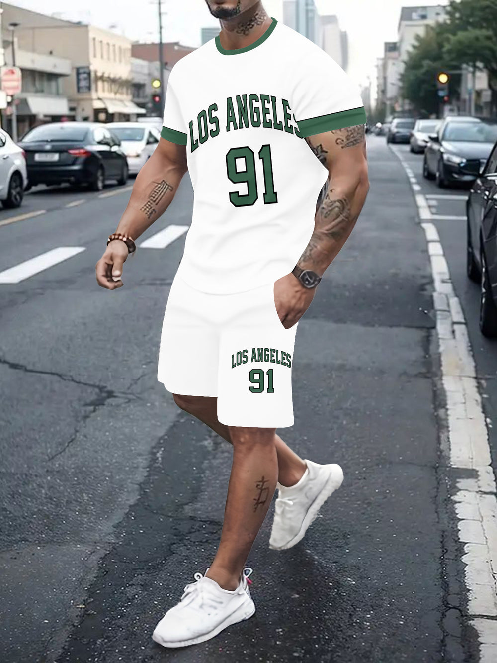 Men's casual sports set - short sleeve & shorts - summer hot seller - cross-border fashion - two-piece leisure outfit
