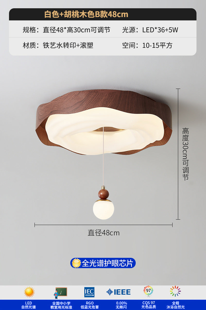 Bedroom ceiling lamp antique walnut pattern cookie creative personality cream wind master bedroom lamp hanging ball room lamp