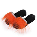 2025 summer new fuzzy slippers women's thick sole slides beach rhinestone pearl wedge flip flops