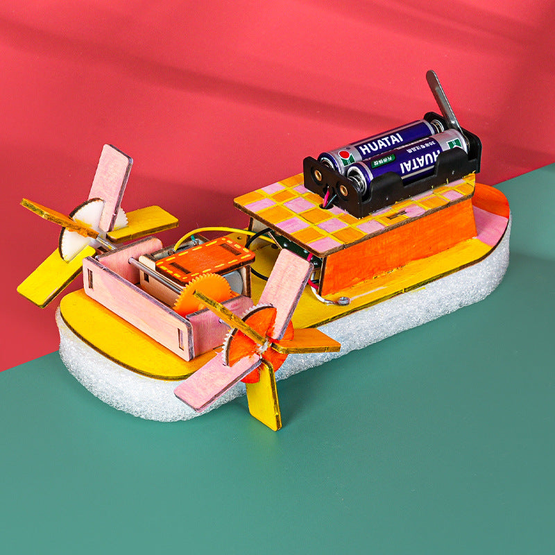 Paddle steamer wooden technology small production children and students handmade DIY splicing puzzle science experiment teaching aids materials