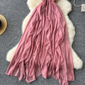 Sweet and spicy girl's vacation dress - beach cover-up, sexy v-neck halter, high-waisted ruffle hem, open back maxi dress