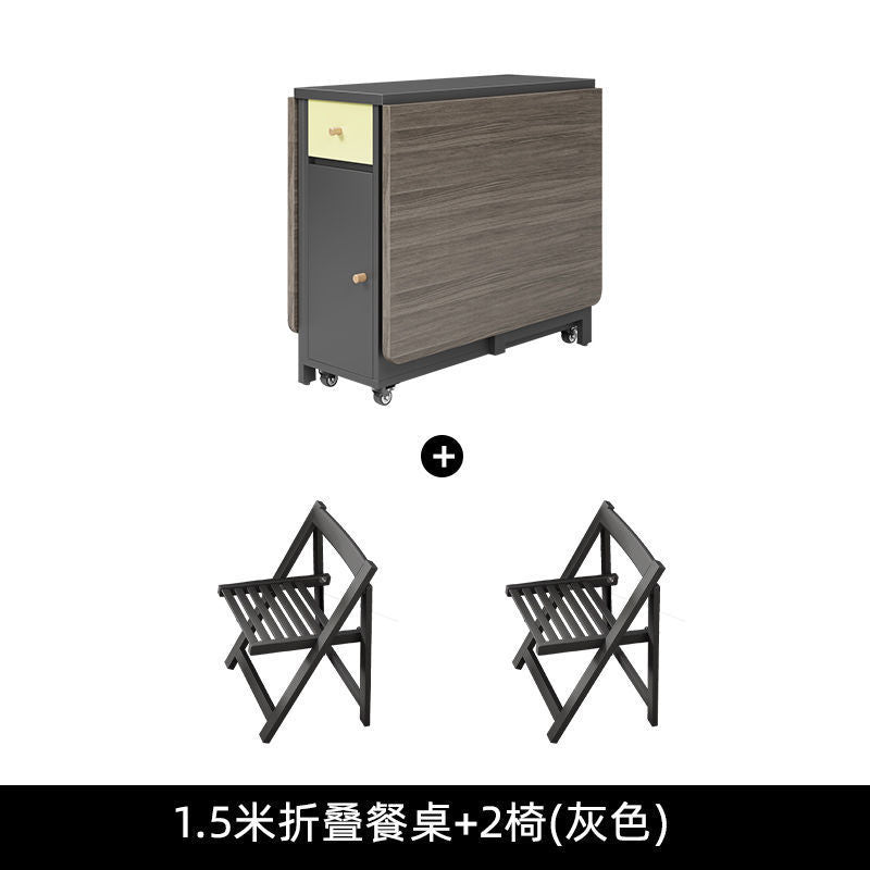 Cream style folding tablefor homefoldablemovable dining table and chair simple multifunctional table dining table and chair combination