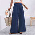 european and american cross-border  autumn new women's pocket high-waisted fashionable versatile wide-leg trousers commuting pants