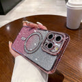 Suitable for iphone 17 pro max rhinestone glitter magnetic phone case, 16, 15, 12 full coverage drop-proof protective case