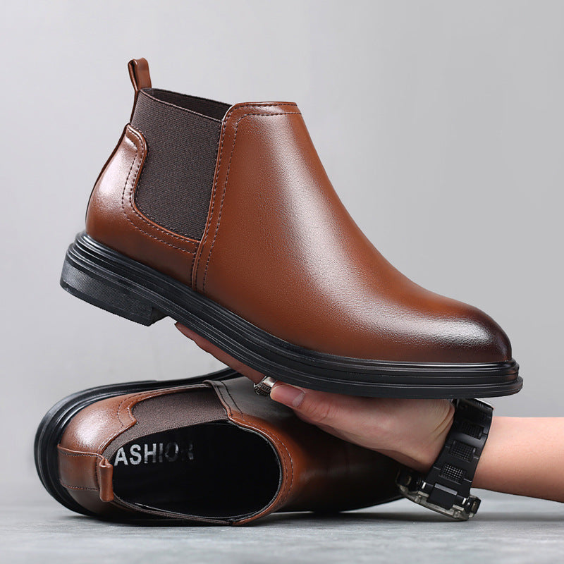 premium plus size pointed-toe chelsea boots - business casual men's boots - british style slip-on leather boots - dropshipping available