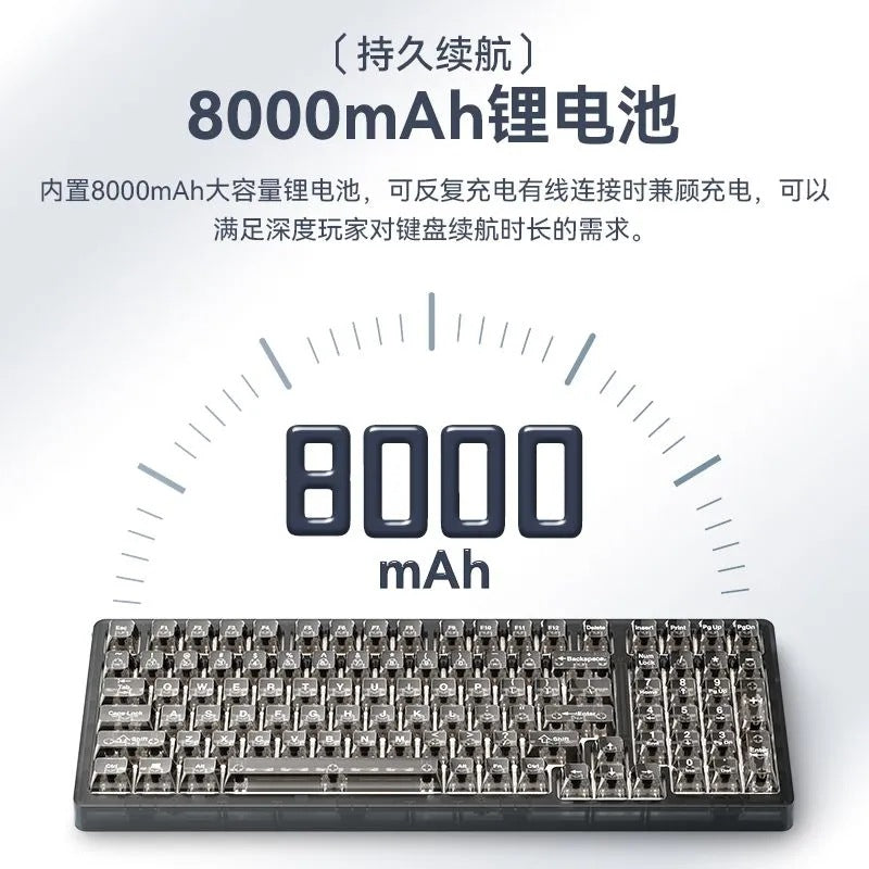 Sangee sg99 black transparent custom mechanical keyboard - gasket mount, wireless tri-mode, crystal keycaps, gaming edition