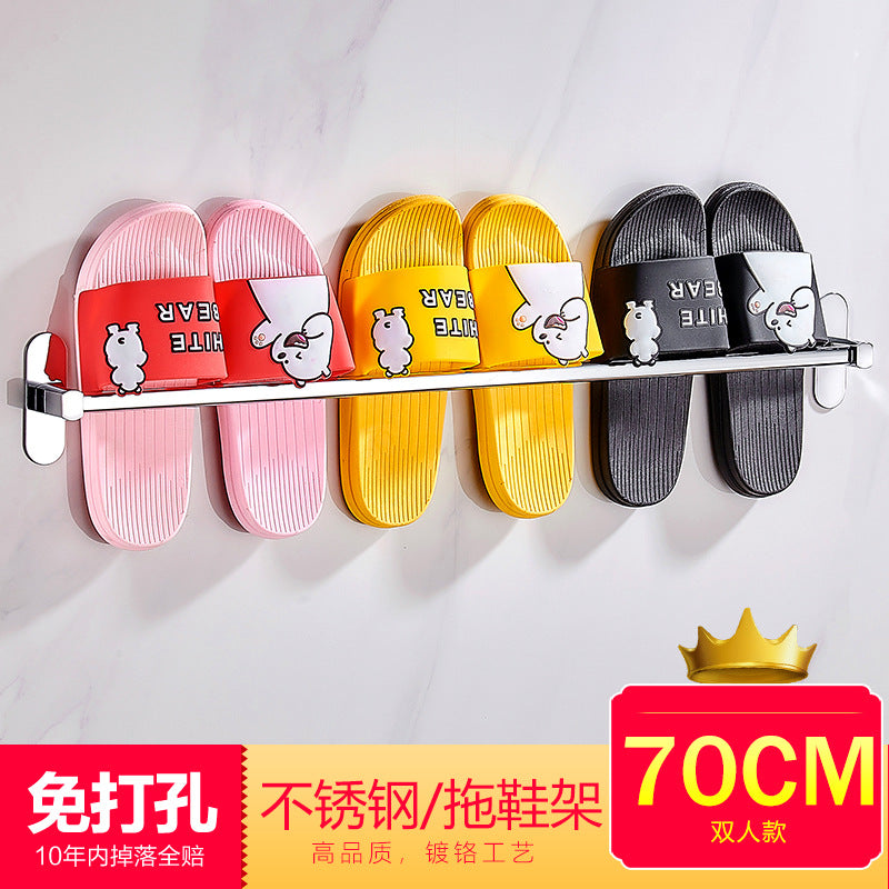 Stainless steel slipper rack bathroom toilet non-punching wall wall-mounted toilet door rear drain shoe storage rack