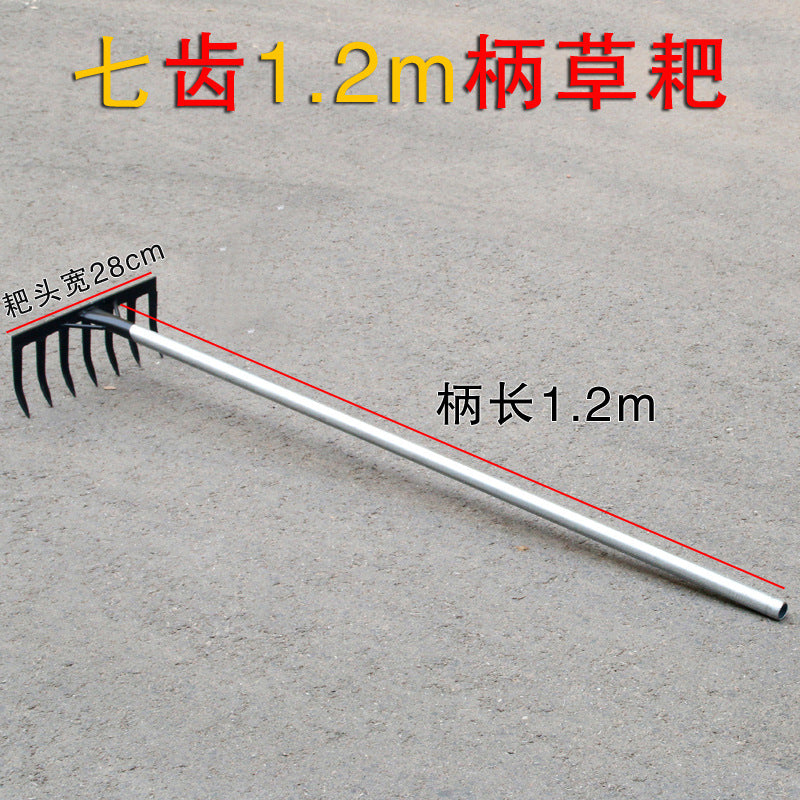 Agricultural iron rake, ground rake, thickened nail rake, soil rake, grass rake manufacturer, multi-functional 469-tooth weeding tool