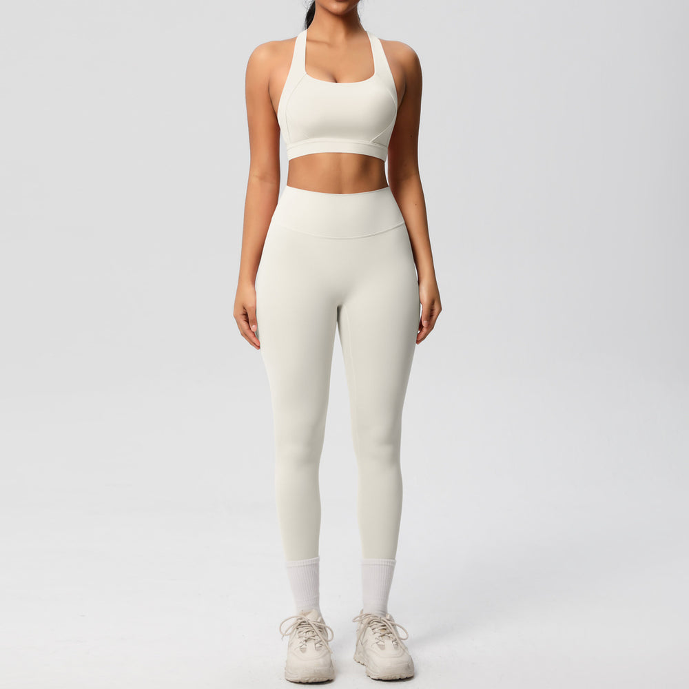 Cloud-feel brushed nylon quick-dry compression yoga set - high-intensity workout, outdoor running, training, and fitness apparel