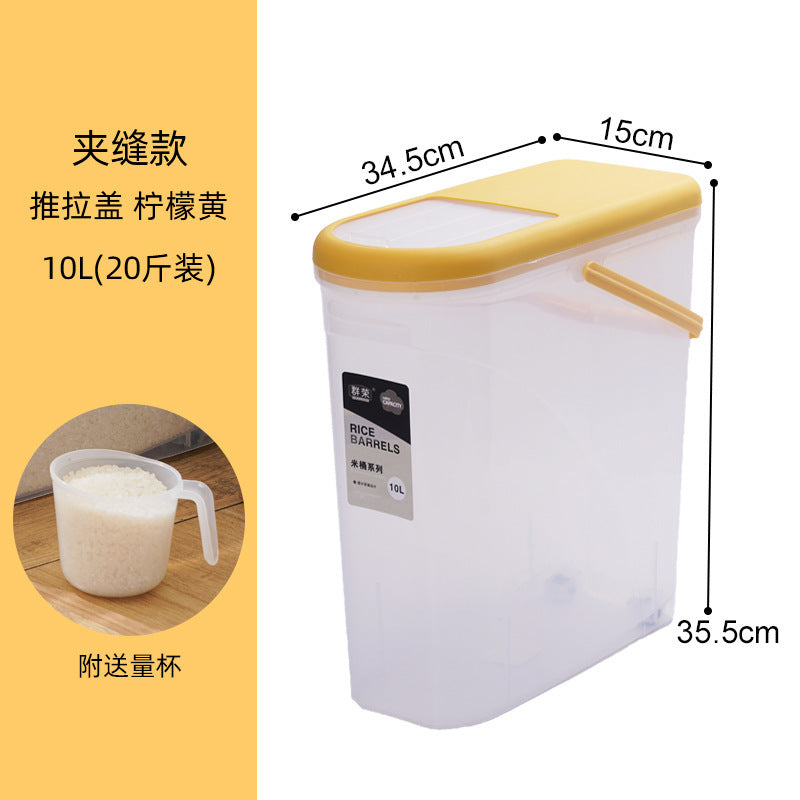 Household rice bucket insect-proof and moisture-proof sealed rice jar 10kg covered kitchen rice storage box flour rice storage box
