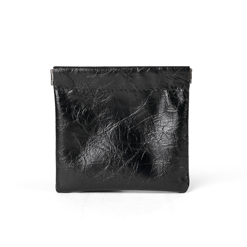 New retro shrapnel automatic tight mouth storage bag simple mini earphone bag small mouth red envelope portable change bag