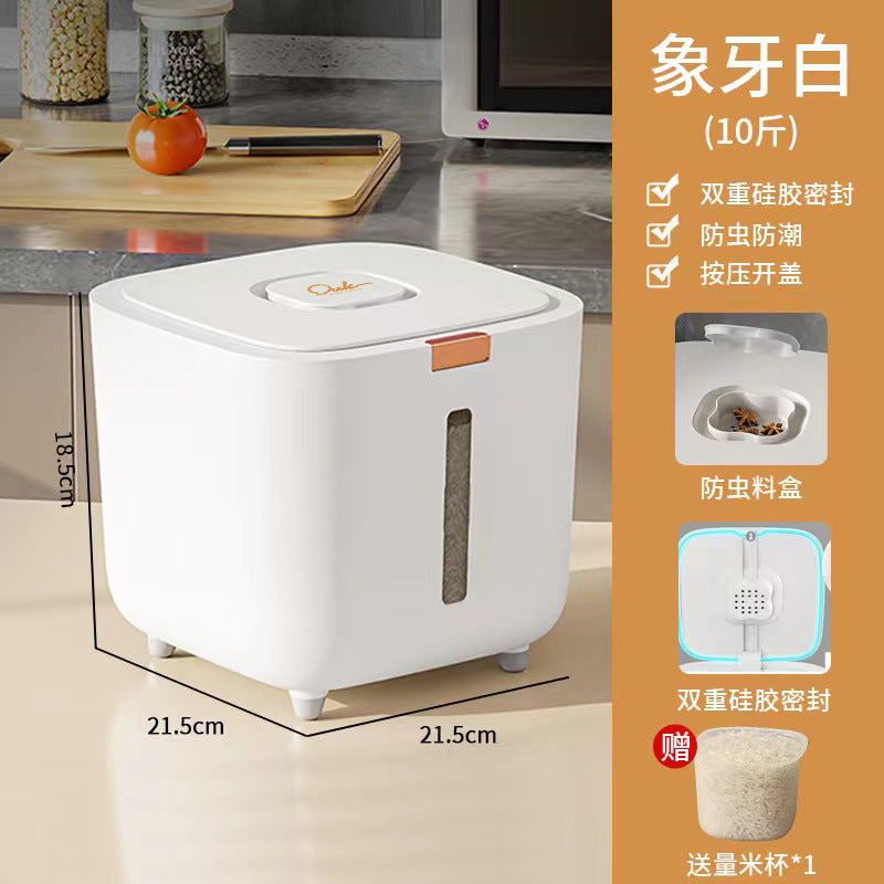 Household rice storage box Moisture-proof rice tank Sealed insect-proof surface Kitchen rice bucket Food grade flour storage tank