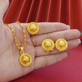 Wholesale cross-border middle eastern conical design gold-plated necklace, pendant, earrings, and ring three-piece jewelry set