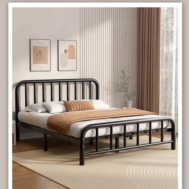 Wrought iron bed double bed 1.8m european style casual1.5 reinforced thickened single iron bed rental house iron frame bedkids