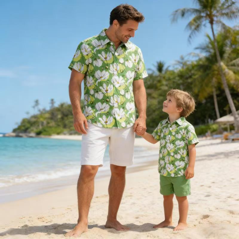 spring/summer hawaiian shirt for boys, short-sleeve patterned print shirt, children's shirt, chiffon top