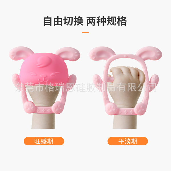 New rabbit hand care toothpaste baby molar stick silicone anti-eating bracelet artifact baby biting glue toy can be boiled