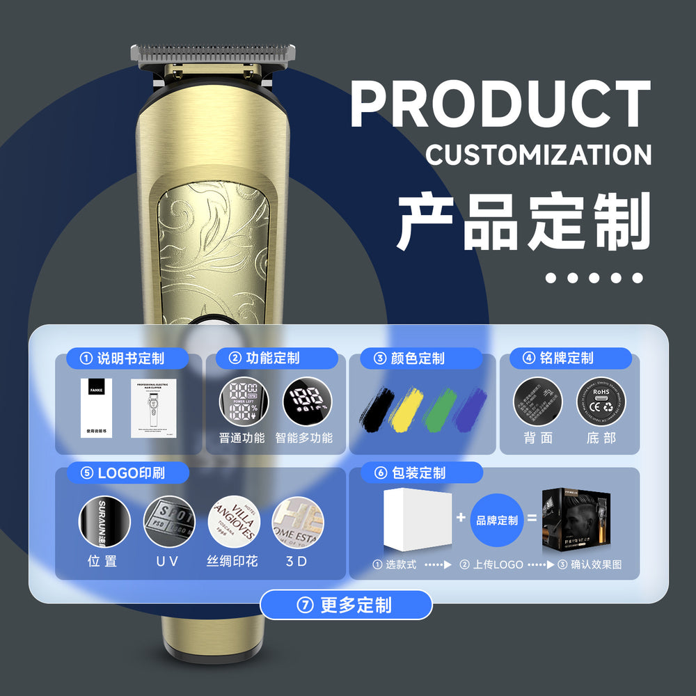 Customized cross-border all-in-one electric hairdresser suit digital display retro full body washable usb fast charging clipper
