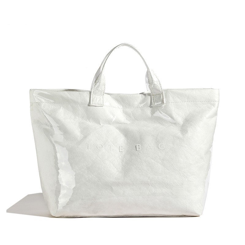 Customized washed composite DuPont paper bag Customized kraft paper tote bag Textured waterproof handbag Environmental protection bag tide