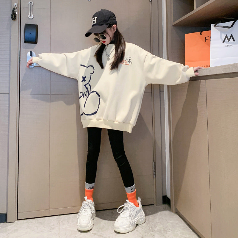 Girls'  new spring/autumn longline oversized jacket - trendy & chic top for girls - stylish spring/autumn sweatshirt