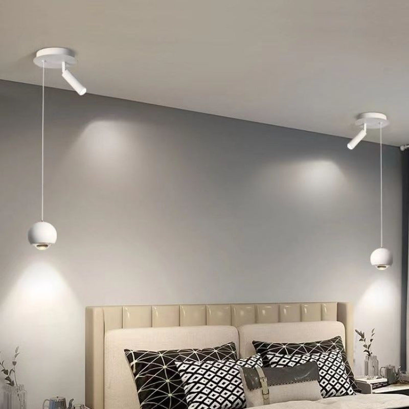 Bedside small chandelier cream wind lighting modern simple small spotlight long line minimalist atmosphere Nordic room bedroom light