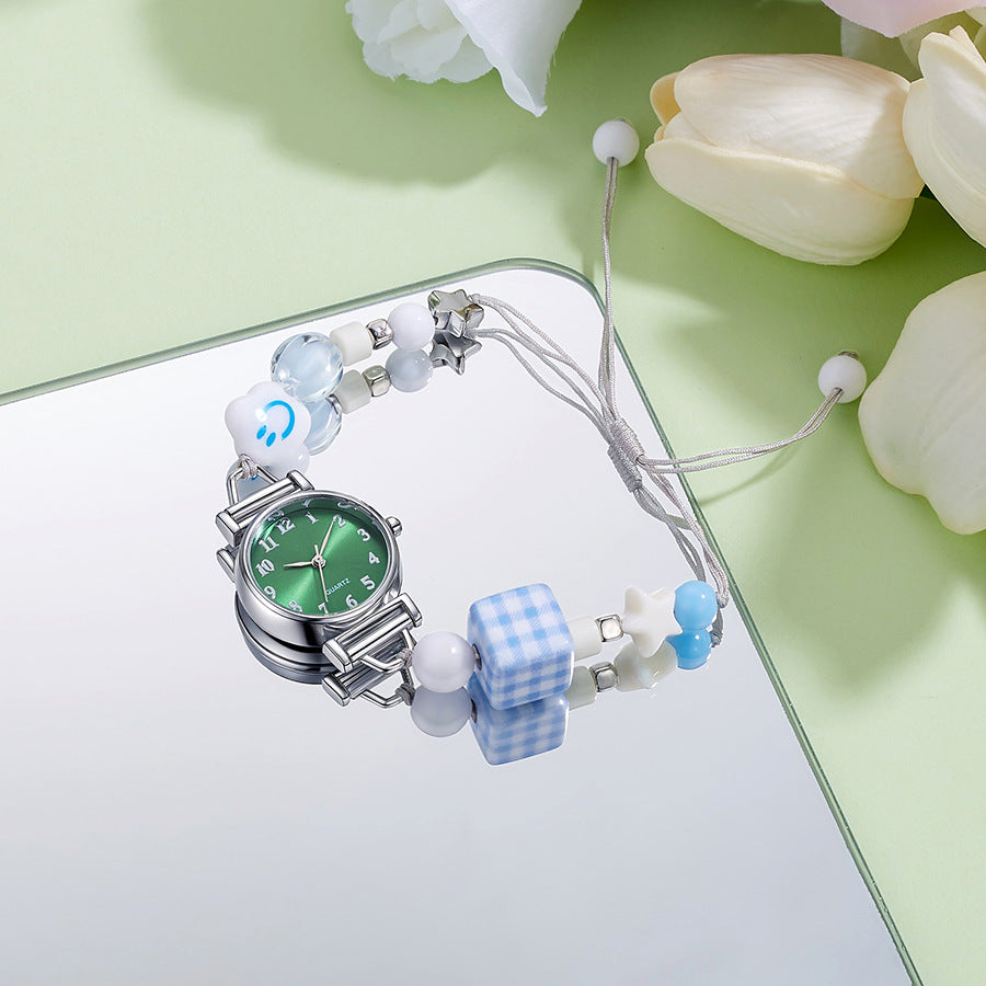 Jewelry pearl strap watch new design black technology internet celebrity stylish creative quartz watch quartz women's watch