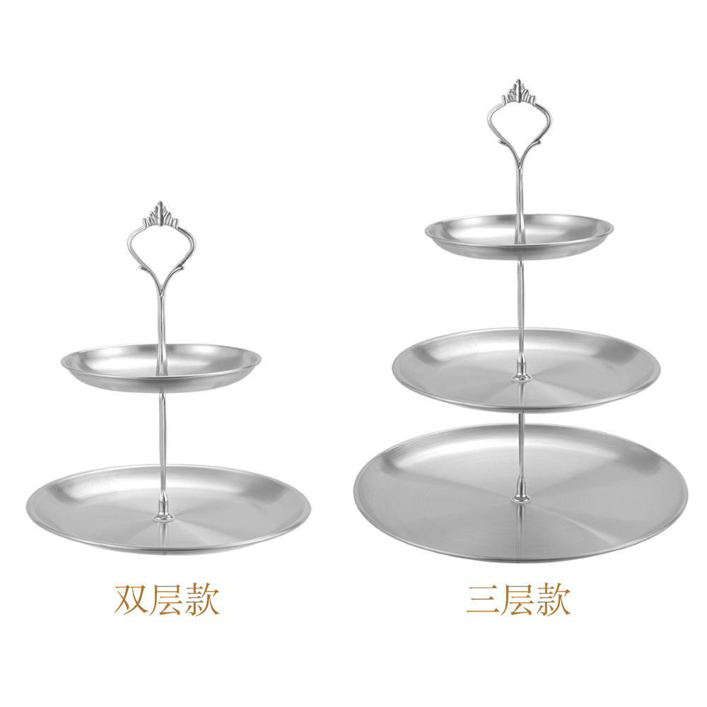 Display stand, light luxury fruit plate, dry snacks, cake, cross-border snacks, table setting, wedding stainless steel tray, three-layer display