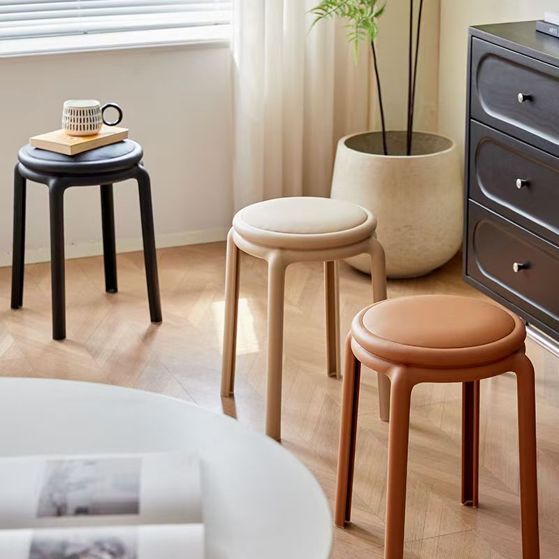 Scandinavian plastic thickenedfor home stackable stool adult bench round stool commercial chair spare dining table stool high stool