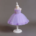 Ready-to-ship new children's formal dress: pearl-embellished tulle princess gown for baby girls, perfect for first birthday photoshoots and special occasions. kids dress