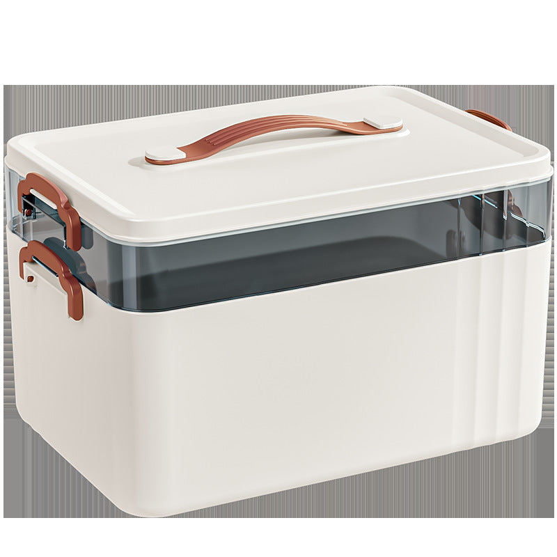 Medical box Household large-capacity portable first aid medicine storage box Multi-layer portable plastic large transparent medicine box
