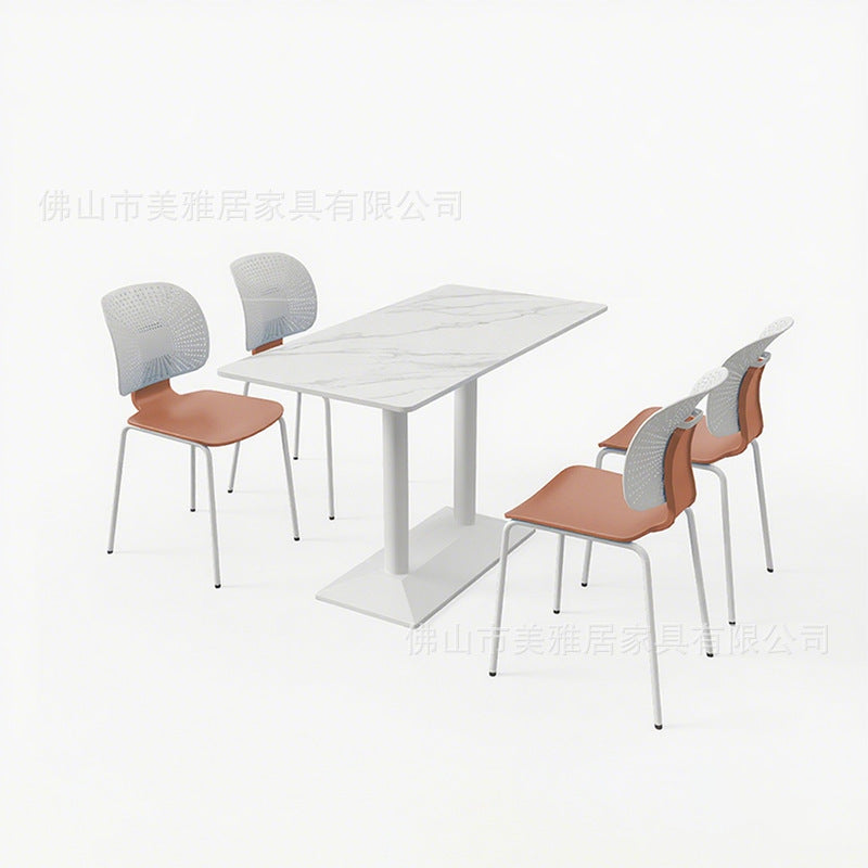 Company staff restaurant School canteen Custody class Table and chair combination 4 people 6 people Staff dining table and chair Rock slab table Commercial