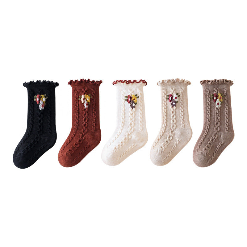 Baby elephant girl socks fall and winter style combed cotton kidsknee socks socks k-style fungus edge boneless newborn kids socks