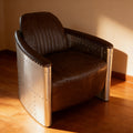 American retro aluminum leather sofa chair rivet industrial style furniture coffee shop bar ktv sofa first layer cowhide