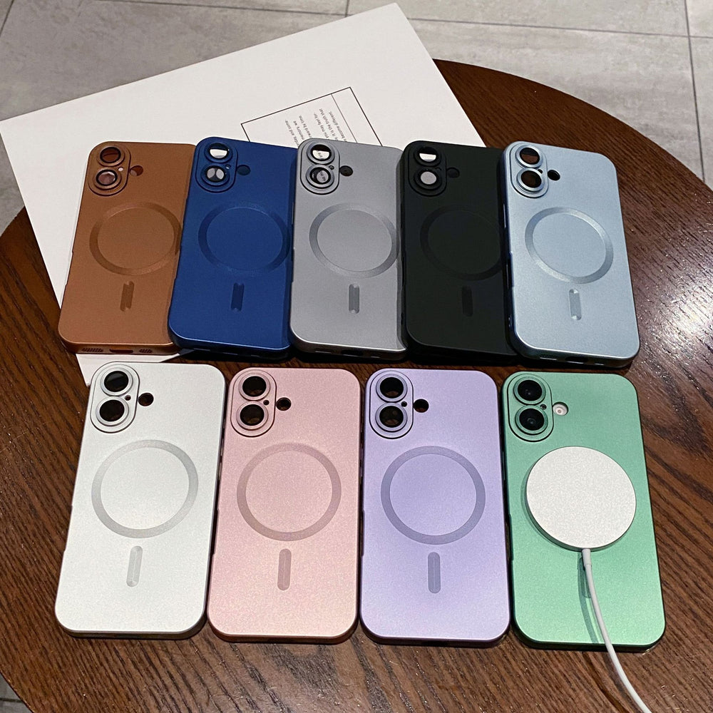 Liquid metal paint magnetic compatible iphone 17 desert gold phone case with apple 16 pro lens film protective cover