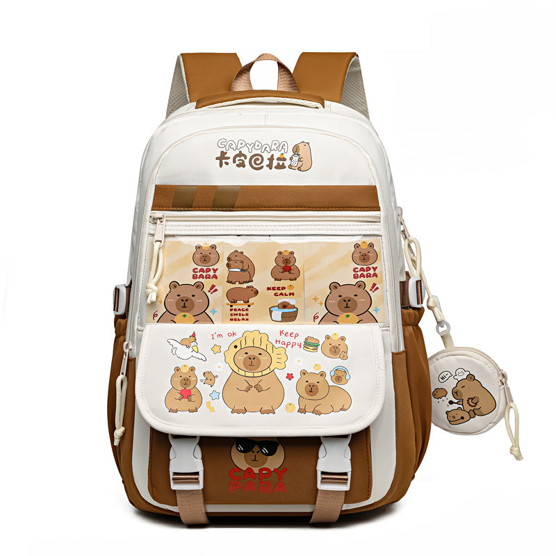 New Kapibara schoolbag cute cartoon primary and secondary school backpack large capacity burden reduction Japanese leisure backpack