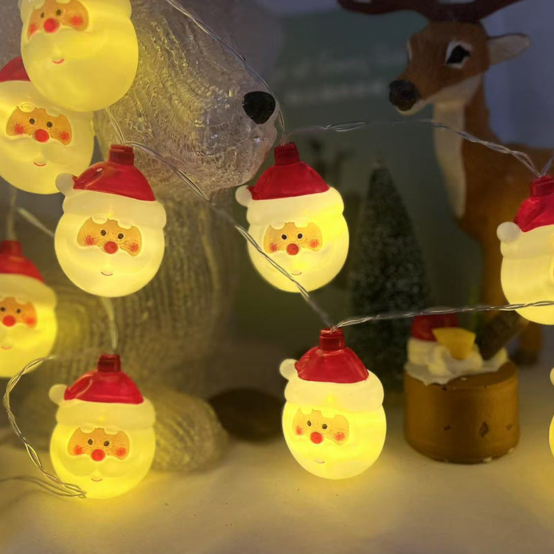 Cross-border Christmas old man headlight string, snowman outdoor festival battery box USB arrangement decorative small lights wholesale