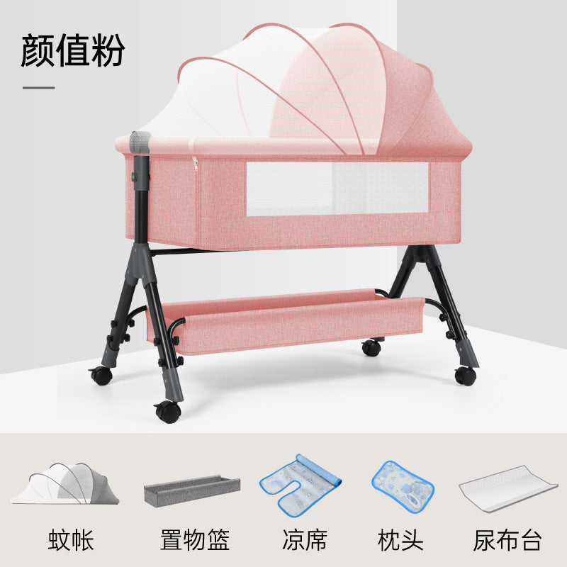 Baby crib convertible bed mobile foldable multifunctional cradle newborn bedside bed cross-border hot-selling baby bed
