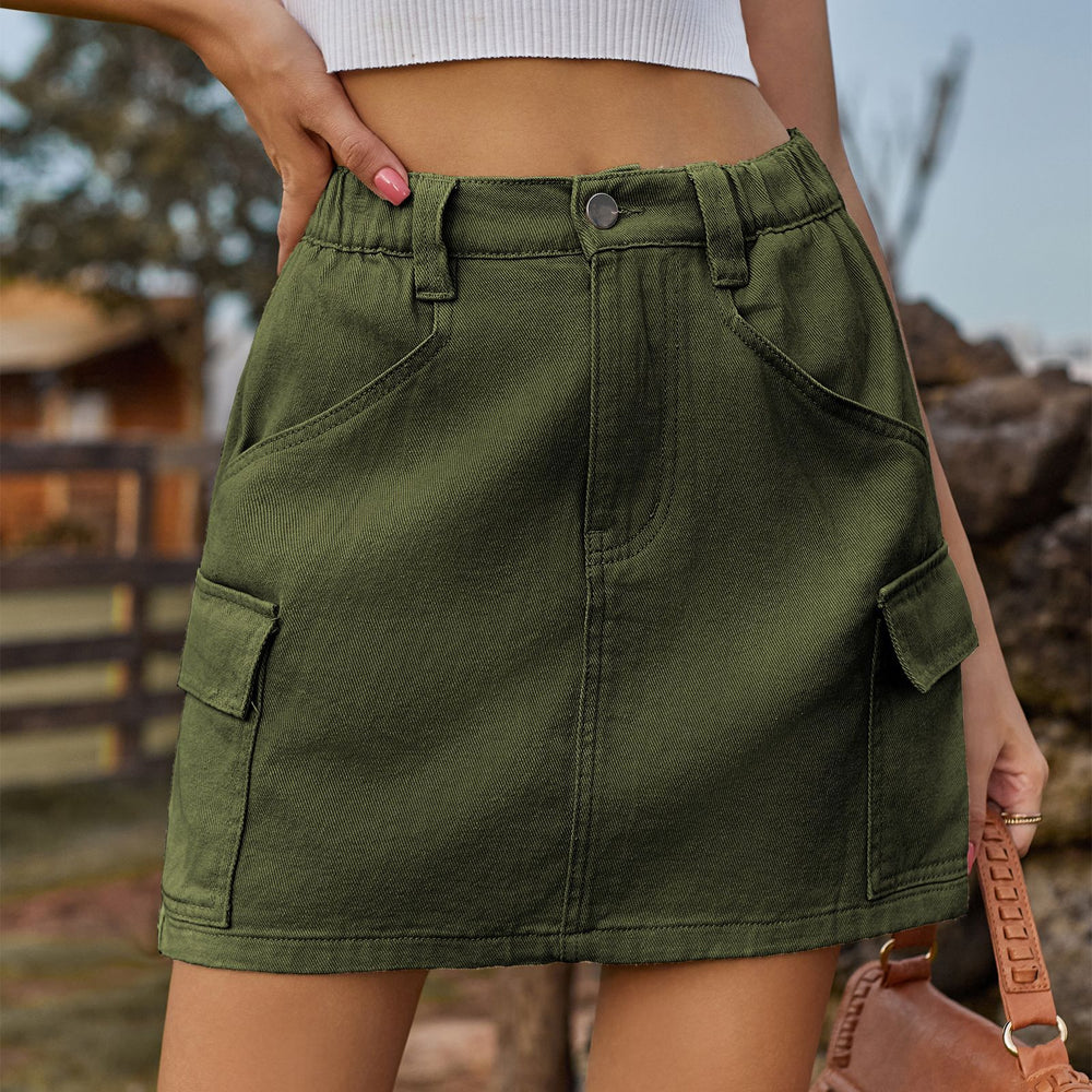 Ebay fashion cross-border foreign trade women's clothing  independent station new style washed elastic waist workwear short skirt skirt