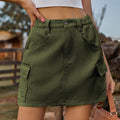 Ebay fashion cross-border foreign trade women's clothing  independent station new style washed elastic waist workwear short skirt skirt