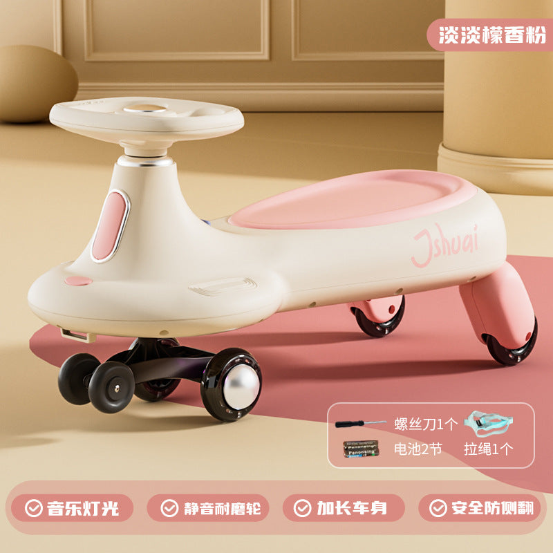 Kids twist car universal wheel model anti-rollover slip car music flash wheel balance rocking car model anti-rollover