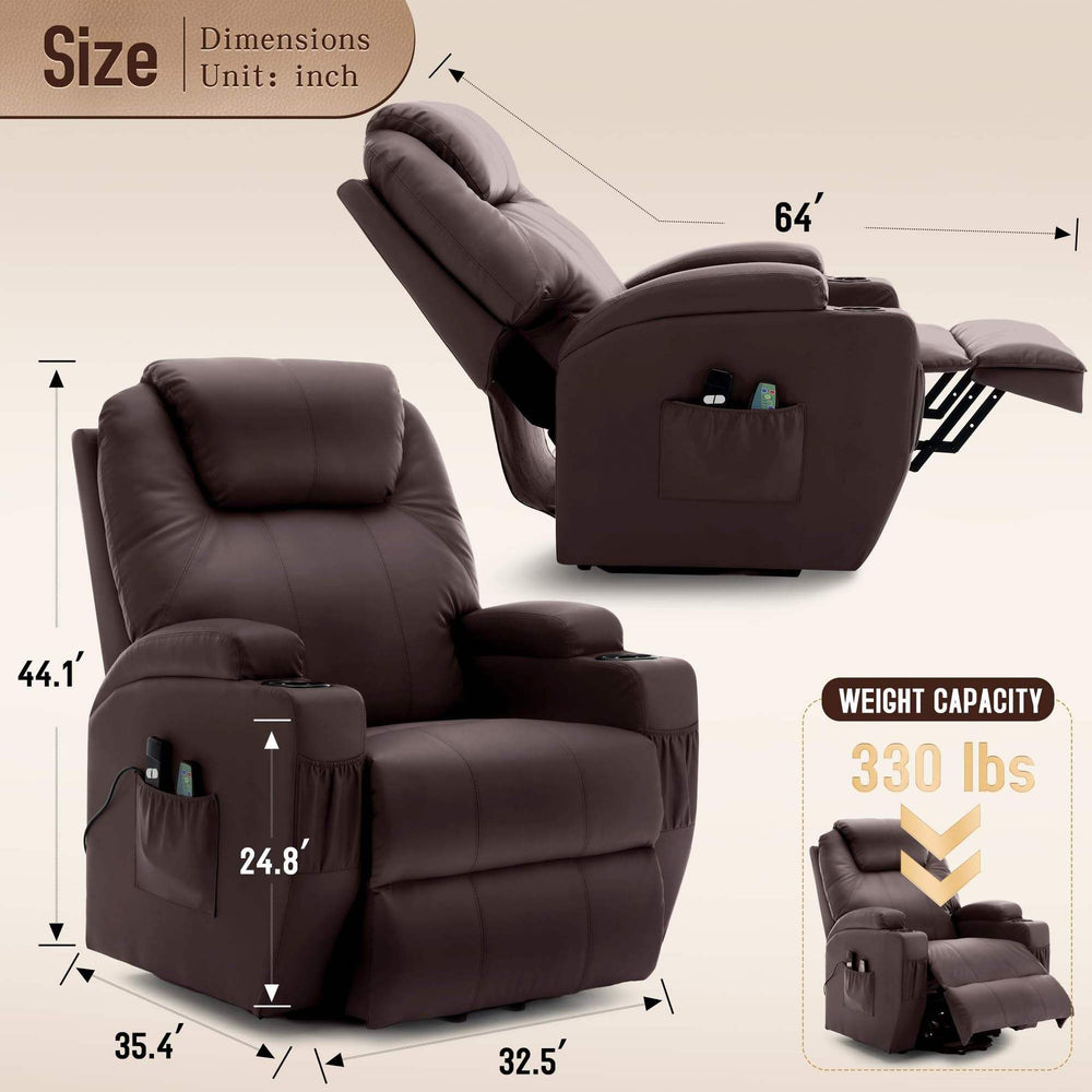 Single genuine leather massage heating living room multi-functional sitting and lying lazy zero-reliance wall chair sofa waist suitable for the elderly