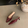 2025 summer new bowknot mid-heel mule sandals - closed toe, plus size, high heel single shoes, summer slippers