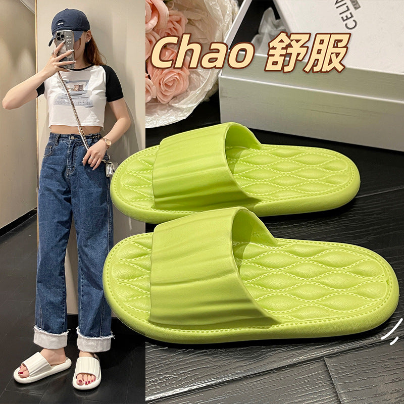 Eva slippers women's couple solid color casual outwear home bathroom soft bottomnon-slip cool slippers breathable cut out