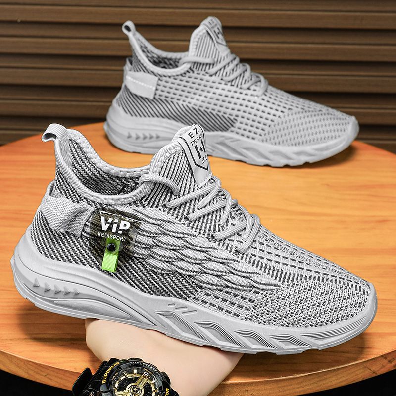 New casual men's shoes: trendy, breathable, winter flyknit sneakers - lightweight, versatile, work shoes, mesh shoes, men's athletic shoes