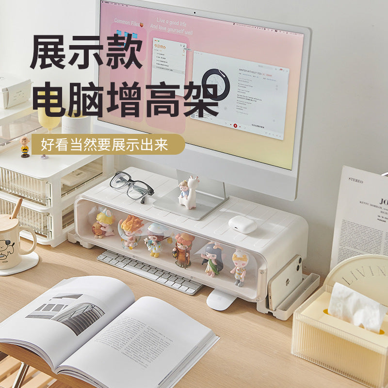 Figure storage box, computer monitor heightening rack, multi-functional home desktop shelf, transparent blind box display cabinet