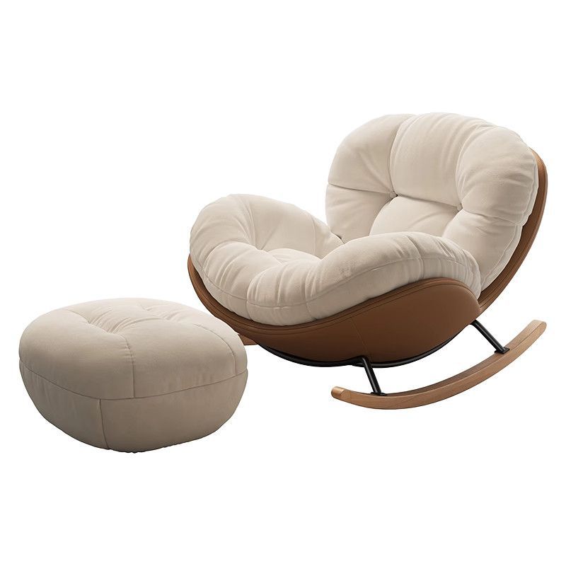 Small pink eggshell rocking chair recliner balcony for home living room single sofa chair casual lazy sofa for sleeping