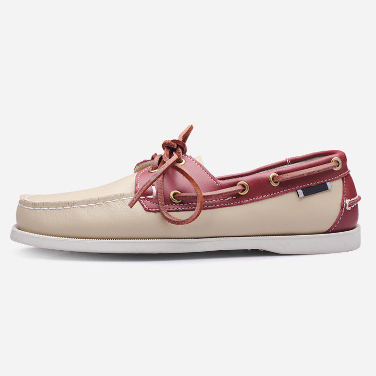 Casual leather shoes men's low ankle fashion sailing shoes men's wading versatile flats classic handmade stitching cross-border men's shoes